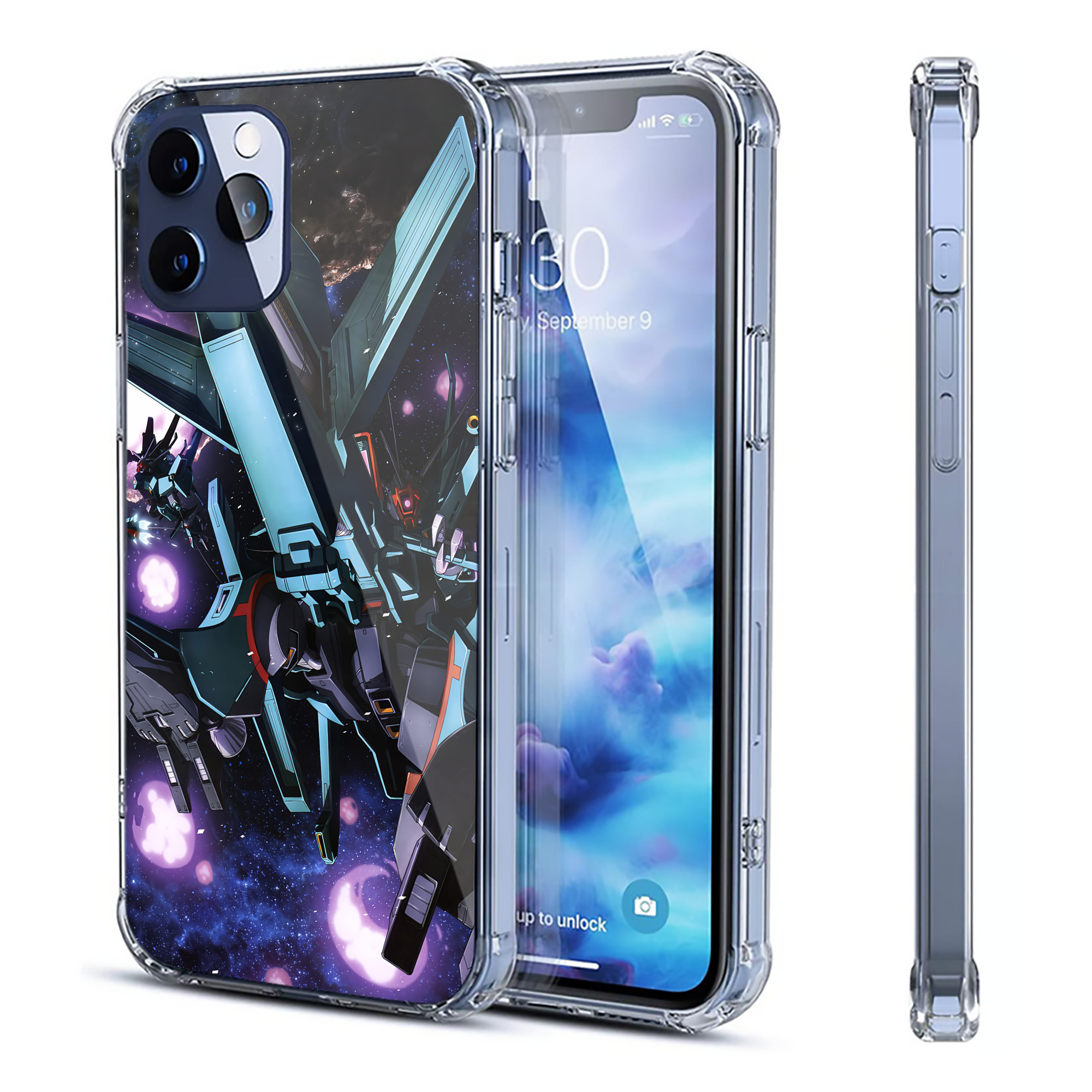 （画像用） 機動戦士ガンダム Mobile Suit Gundam 【iPhone 12シリーズ対応】透明スマホケース（クリアソフトケース）